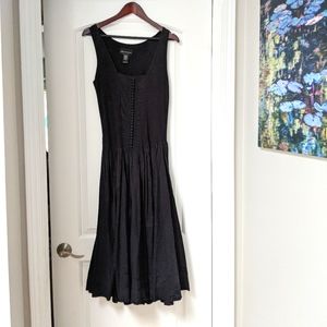 Connected Apparel Long Black Cotton Dress, Sz S